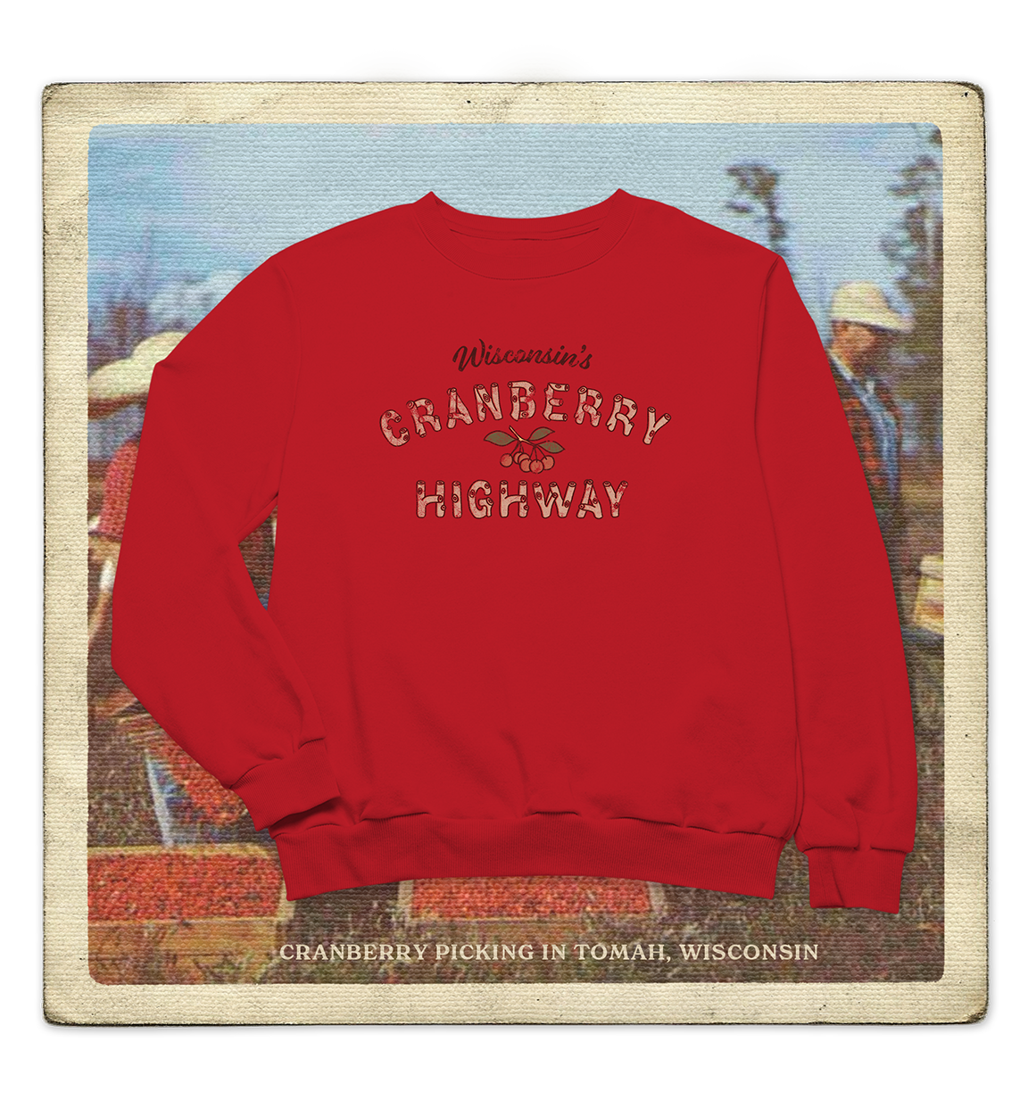 Wisconsin's Cranberry Highway Adult Crewneck Sweatshirt