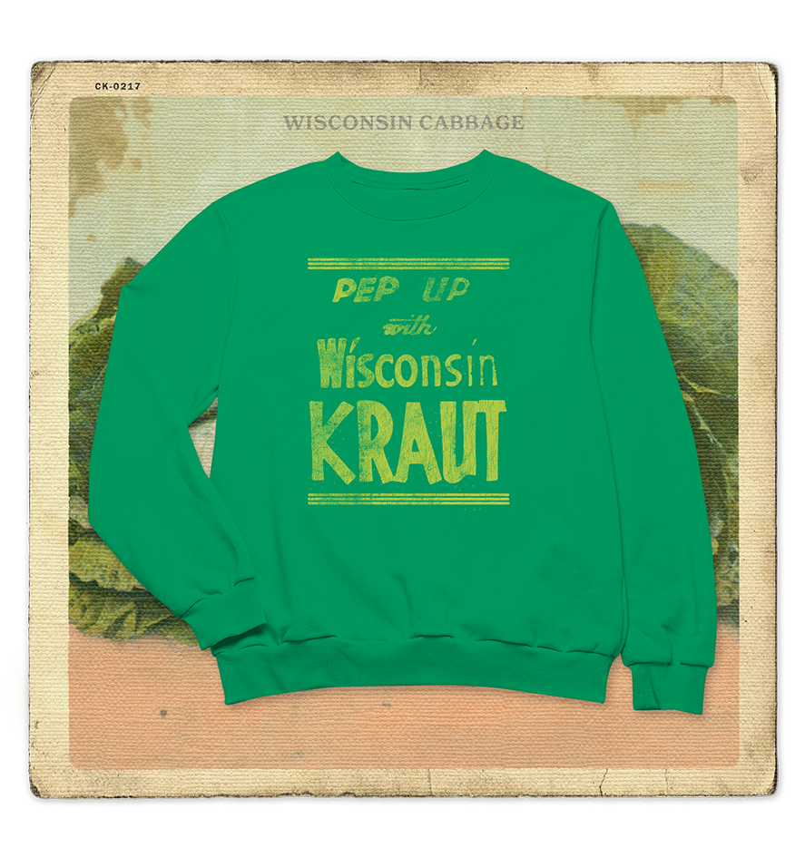 Pep Up with Wisconsin Kraut Adult Crewneck Sweatshirt