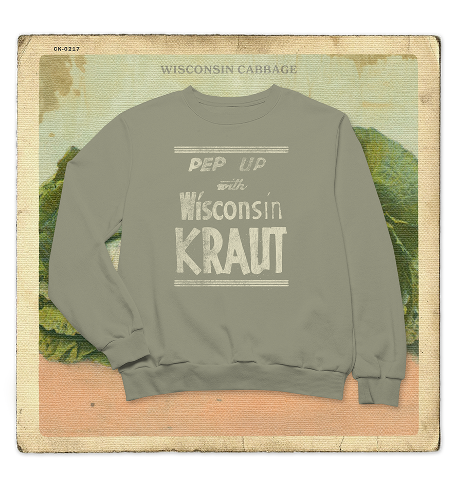 Pep Up with Wisconsin Kraut Adult Crewneck Sweatshirt