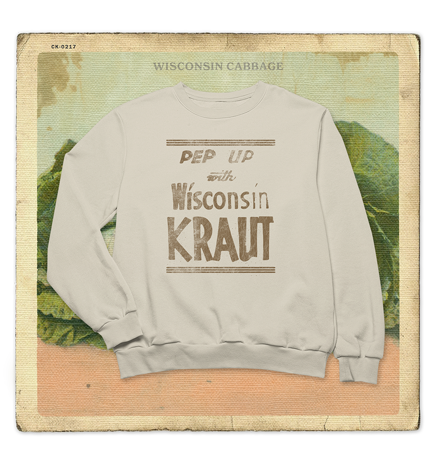 Pep Up with Wisconsin Kraut Adult Crewneck Sweatshirt