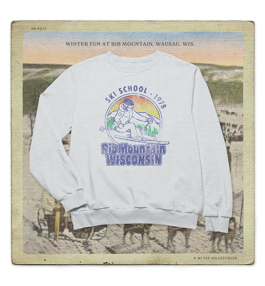 Rib Mountain Ski School 1978 Adult Crewneck Sweatshirt