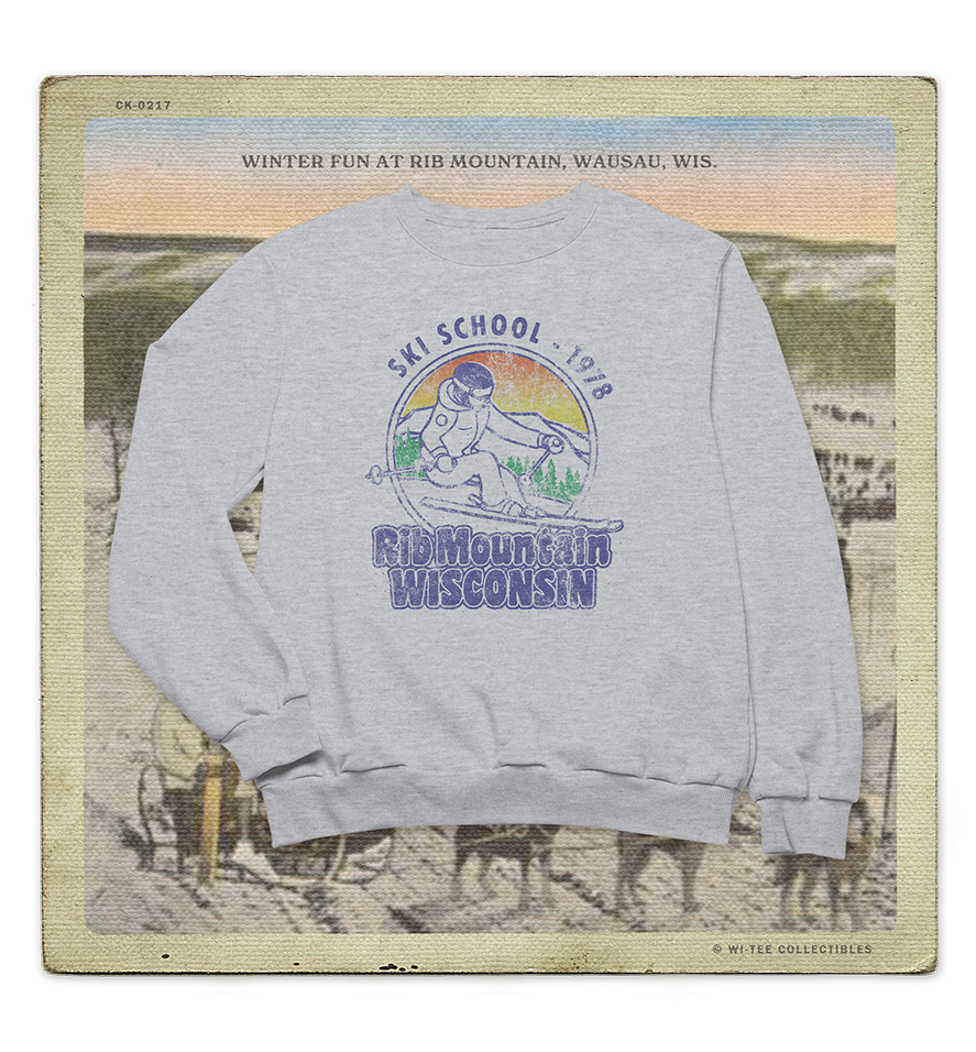 Rib Mountain Ski School 1978 Adult Crewneck Sweatshirt