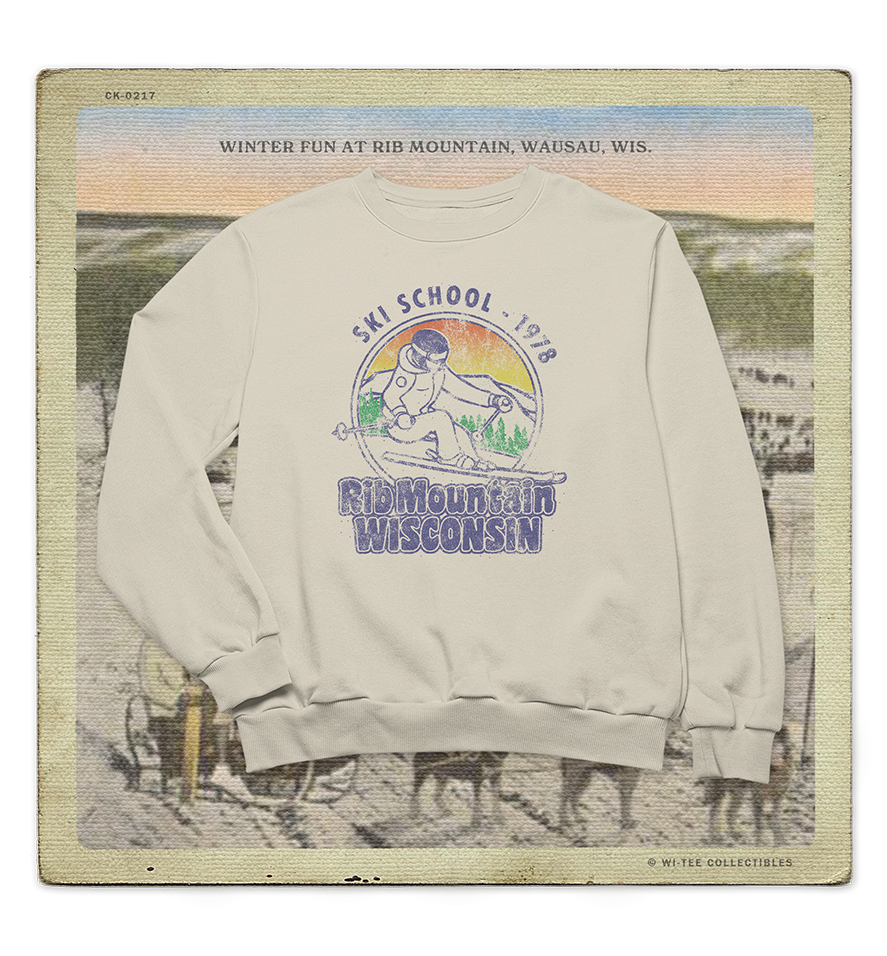 Rib Mountain Ski School 1978 Adult Crewneck Sweatshirt