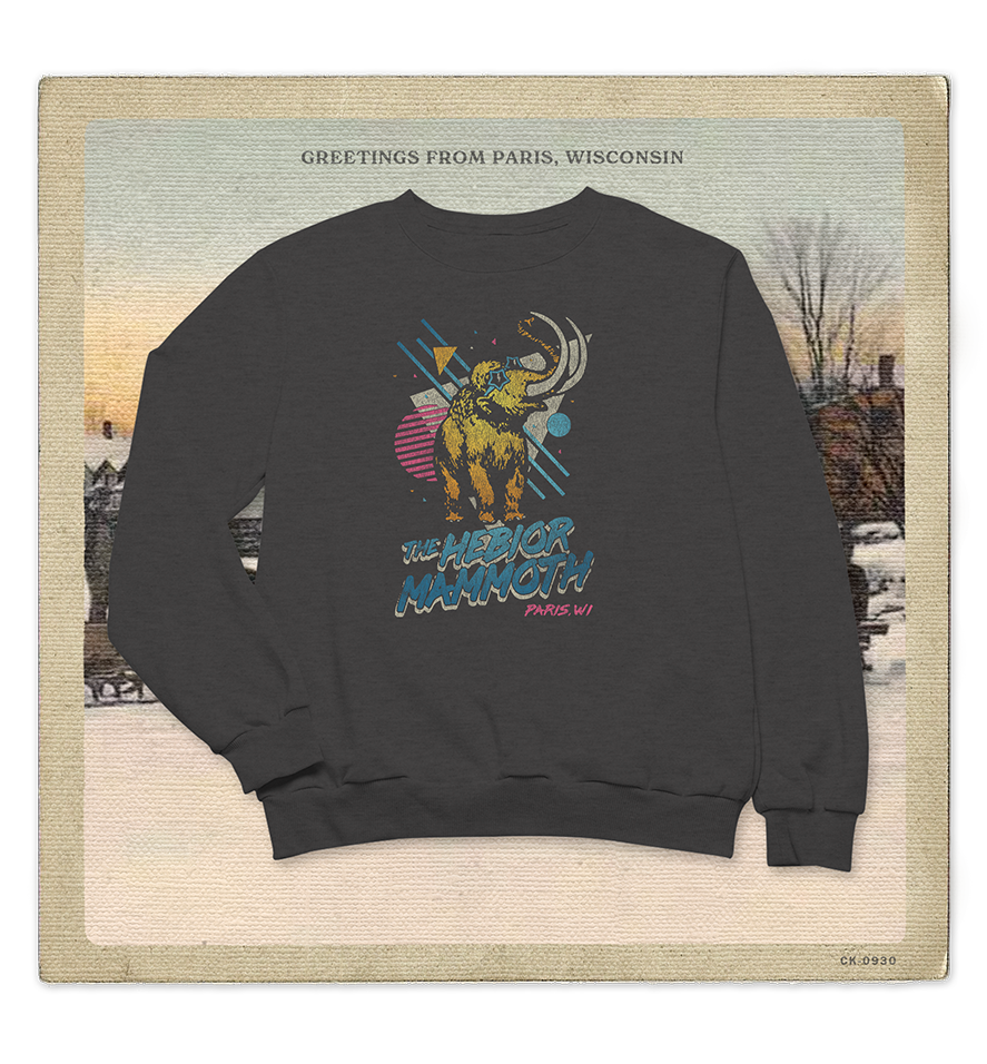 The Hebior Mammoth, Paris, WI Adult Crewneck Sweatshirt