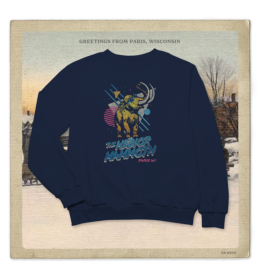 The Hebior Mammoth, Paris, WI Adult Crewneck Sweatshirt