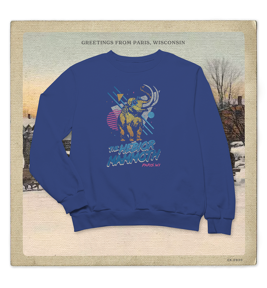 The Hebior Mammoth, Paris, WI Adult Crewneck Sweatshirt