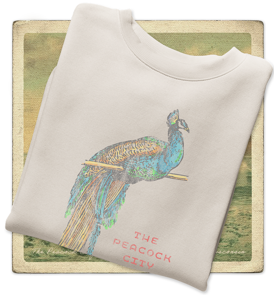 The Peacock City, Cudahy WISC Adult Crewneck Sweatshirt