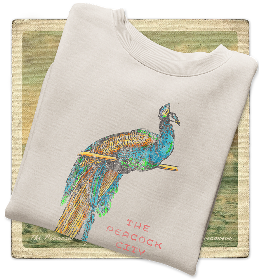 The Peacock City, Cudahy WISC Adult Crewneck Sweatshirt
