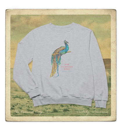 The Peacock City, Cudahy WISC Adult Crewneck Sweatshirt