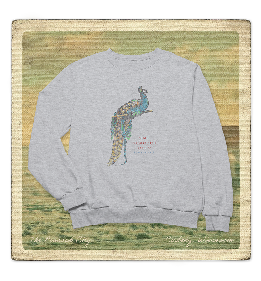 The Peacock City, Cudahy WISC Adult Crewneck Sweatshirt