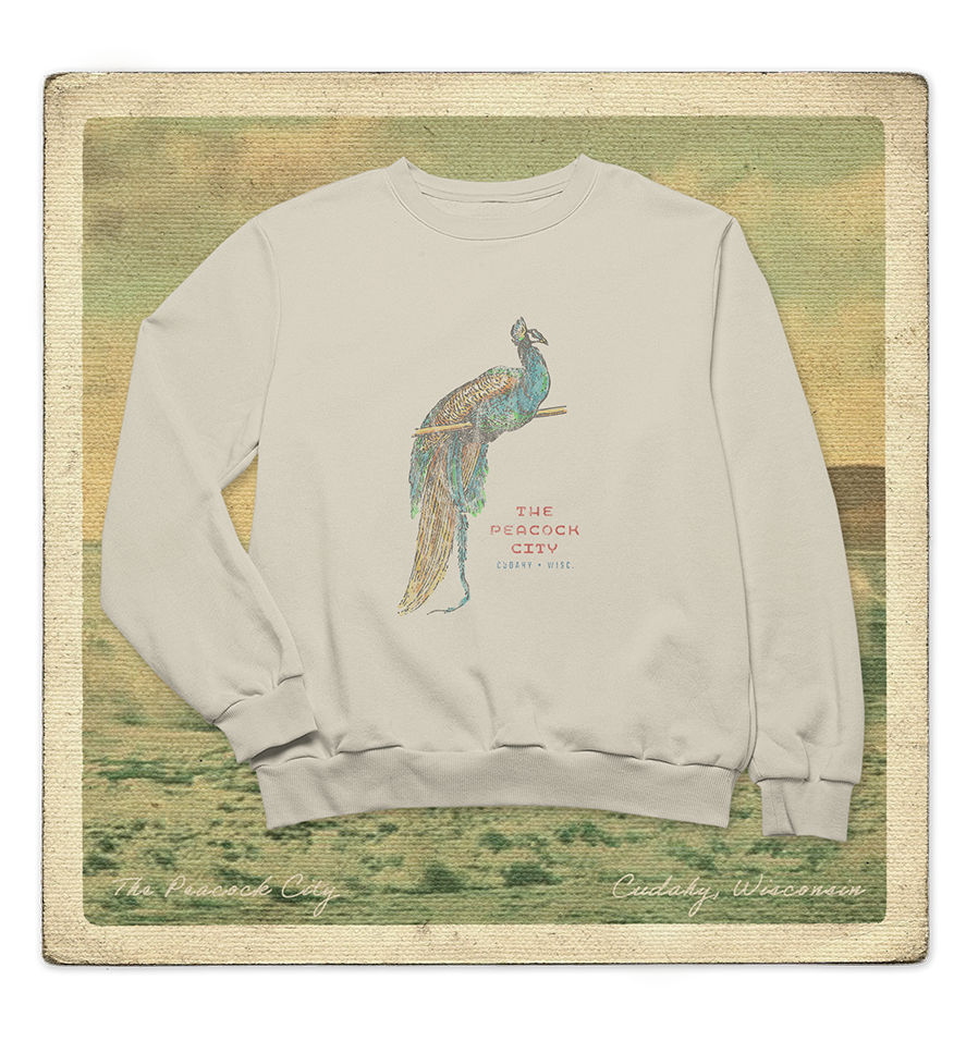 The Peacock City, Cudahy WISC Adult Crewneck Sweatshirt