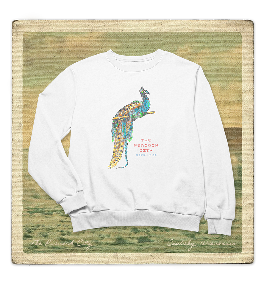 The Peacock City, Cudahy WISC Adult Crewneck Sweatshirt