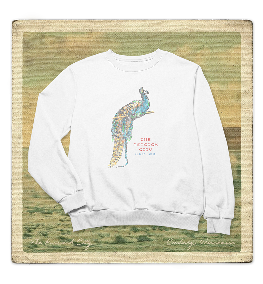 The Peacock City, Cudahy WISC Adult Crewneck Sweatshirt